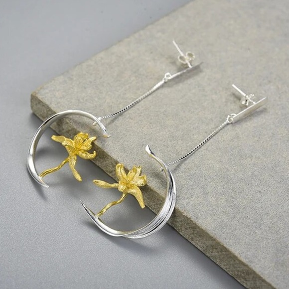 🎁 925 Silver Artisan Handmade The Zahyr Palm Tree Earrings - Picture 6 of 10